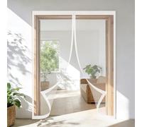 Mosquitera Puerta 142 x 200 cm Junta Magnética de Arriba a Abajo, sin Taladrar, Transpirables, Resistente Al Viento Mosquitera Magnética para Puerta para Exterior, Blanco