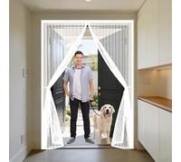 Mosquitera Puerta 145 x 145 cm Protección Contra Insectos Cierre Magnético de Arriba a Abajo, Automáticamente, Mantiene El Aire Fresco, para Patio Balcón, Blanco