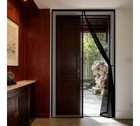 Mosquitera Puerta 145 x 150 cm Cortina Mosquitera Exterior Cierre Automático con Imanes Poderosos & Cinta Mágica, Mantiene El Aire Fresco en El Interior, para Patio Balcón, Negro