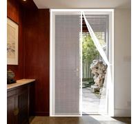 Mosquitera Puerta 145 x 150 cm Cortina Mosquitera Exterior Cierre Automático con Imanes Poderosos & Cinta Mágica, Mantiene El Aire Fresco en El Interior, para Patio Balcón, Blanco