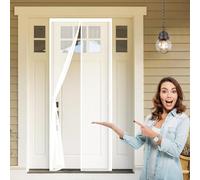 Mosquitera Puerta 145 x 200 cm Cortinas Antimosquitos para Puertas Cierre Magnético de Arriba a Abajo, Automáticamente, Mantiene El Aire Fresco, para Patio Balcón, Blanco
