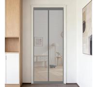 Mosquitera Puerta 150 x 150 cm Junta Magnética de Arriba a Abajo, sin Taladrar, Transpirables, Resistente Al Viento Cortinas Antimosquitos para Puerta Corredera, Gris