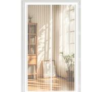 Mosquitera Puerta 165 x 207 cm con Fuertes Imanes para Un Autocierre, Fácil Instalación sin Taladrar, Antimosquitos Cortina Magnética Puerta Doble para Dormitorio, Blanco