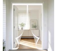 Mosquitera Puerta 180 x 200 cm Cierre Automático, Mantiene El Aire Fresco en El Interior, Fácil de Instalar, Los Bichos Fuera Mosquitera Reversible para Puerta Corredera, Blanco