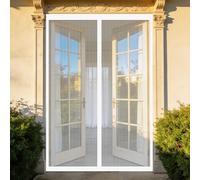 Mosquitera Puerta 180 x 200 cm Junta Magnética de Arriba a Abajo, sin Taladrar, Transpirables, Resistente Al Viento Cortinas Mosquiteras para Puerta Exterior, Blanco