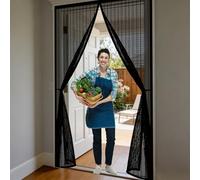 Mosquitera Puerta 200 x 180 cm Mosquiteras Porta Imantada, Cortina Magnética Cierre Magnético de Arriba a Abajo, Automáticamente, Mantiene El Aire Fresco, para Patio Balcón, Negro
