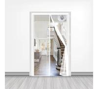 Mosquitera Puerta 50 x 190 cm Cierre Automático con Imanes y Pesos, Taladrar Fácil de Instalar Mantiene Mosquitera Magnetica para Puertas para Balcón, Cocina, Blanco