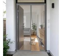 Mosquitera Puerta 50 x 190 cm Junta Magnética de Arriba a Abajo, sin Taladrar, Transpirables, Resistente Al Viento Cortina Mosquitera Puerta Exterior para Exterior, Gris