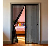Mosquitera Puerta 50 x 200 cm Mosquitera para Puerta de Balcón Cierre Magnético de Arriba a Abajo, Automáticamente, Mantiene El Aire Fresco, para Patio Balcón, Negro