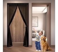 Mosquitera Puerta 60 x 165 cm Transpirables Antimosquitos, Sin Taladros, Magnético Automático, Con Velcra, Anti-Insectos Cortina Mosquitera para Ventanas y Balcón, Negro