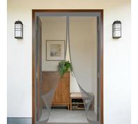 Mosquitera Puerta 60 x 180 cm Junta Magnética de Arriba a Abajo, sin Taladrar, Transpirables, Resistente Al Viento Cortinas para Puertas Exteriores para Puerta Corredera, Gris