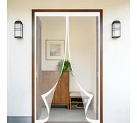 Mosquitera Puerta 60 x 180 cm Junta Magnética de Arriba a Abajo, sin Taladrar, Transpirables, Resistente Al Viento Cortinas para Puertas Exteriores para Puerta Corredera, Blanco