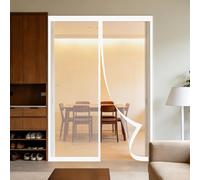 Mosquitera Puerta 65 x 155 cm Junta Magnética de Arriba a Abajo, sin Taladrar, Transpirables, Resistente Al Viento Cortina Mosquitera Puerta Exterior para Exterior, Blanco