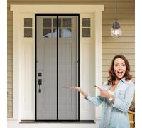 Mosquitera Puerta 65 x 185 cm Cortinas para Puertas Exteriores Cierre Automático de Arriba a Abajo, Mantiene El Aire Fresco Dentro y Los Bichos Fuera, para Patio Balcón, Negro