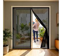 Mosquitera Puerta 65 x 195 cm Mantiene El Aire Fresco Dentro y Los Bichos Fuera, Cinta Mágica, Imanes Cierre Automático, Mosquitera Porte Magnética para Balcón/Patio, Negro