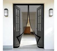 Mosquitera Puerta 70 x 130 cm Junta Magnética de Arriba a Abajo, sin Taladrar, Transpirables, Resistente Al Viento Mosquitera Reversible para Puerta Corredera, Negro