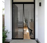 Mosquitera Puerta 70 x 130 cm Junta Magnética de Arriba a Abajo, sin Taladrar, Transpirables, Resistente Al Viento Cortina Mosquitera Puerta Exterior para Exterior, Negro