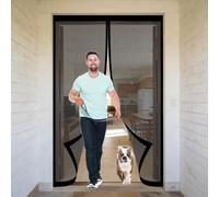 Mosquitera Puerta 73 x 140 cm Junta Magnética de Arriba a Abajo, sin Taladrar, Transpirables, Resistente Al Viento Mosquitera Imantada Puerta para Exterior, Negro