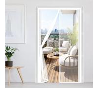 Mosquitera Puerta 77 x 212 cm Cierre Automático con Imanes y Pesos, Taladrar Fácil de Instalar Mantiene Cortina Mosquitera Magnética para Todos Tamaños Puertas, Blanco