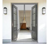 Mosquitera Puerta 80 x 150 cm Junta Magnética de Arriba a Abajo, sin Taladrar, Transpirables, Resistente Al Viento Mosquitera Reversible para Puerta Corredera, Gris