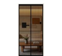 Mosquitera Puerta 80 x 185 cm Cierre Automático Cortina Mosquitera Puerta Exterior Instalación sin Taladro para Exterior de Balcón Patio, Negro