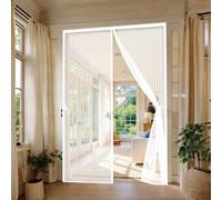 Mosquitera Puerta 81 x 215 cm Cierre Automático con Imanes y Pesos, Taladrar Fácil de Instalar Mantiene Mosquitera Cortina Puerta Magnetica para Dormitorio, Blanco