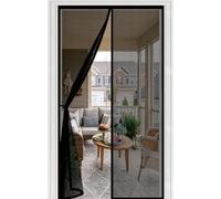 Mosquitera Puerta 82 x 210 cm Magnético Automático, Taladrar Fácil de Instalar Mantiene, Antimosquitos, Magnética Anti-Insectos, Cortina de Malla para Balcón, Negro