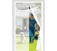 Mosquitera Puerta 83 x 210 cm Cierre Automático con Imanes y Pesos, Taladrar Fácil de Instalar Mantiene, Rede Mosquito Porta Magnética para Dormitorio, Blanco