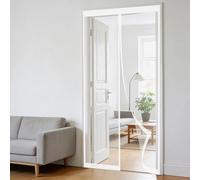 Mosquitera Puerta 90 x 135 cm Cierre Automático, Mantiene El Aire Fresco en El Interior, Fácil de Instalar, Los Bichos Fuera Puerta Mosquitera para Corredera, Blanco