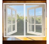 Mosquitera Puerta 90 x 140 cm Junta Magnética de Arriba a Abajo, sin Taladrar, Transpirables, Resistente Al Viento Puerta Mosquitera para Exterior, Blanco