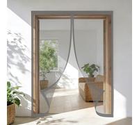 Mosquitera Puerta 90 x 150 cm Junta Magnética de Arriba a Abajo, sin Taladrar, Transpirables, Resistente Al Viento Mosquitera Magnética para Puerta para Exterior, Gris