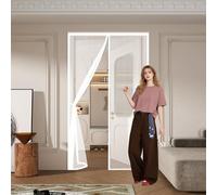 Mosquitera Puerta 90 x 165 cm Transpirables Antimosquitos, Sin Taladros, Magnético Automático, Con Velcra, Malla Ultrafina Antimosquitos para Pasillos Balcn Puertas, Blanco