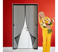 Mosquitera Puerta 95 x 262 cm Varios Tallas Puerta de Malla Magnética Montaje Sencillo sin Necesidad de Taladrar para Puertas de Patio y Balconeras, Negro