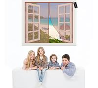 Mosquitera Puerta 95x95cm Marrón Magnetica Corredera Cortina Cierre Automaticamente Evita Paso de Insectos para Puertas Cortina de Sala de Estar la Puerta