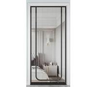 Mosquitera puerta corredera Con cremallera cortina mosquitera puerta Puertas cortina mosquitera-B-31x79in/80x200cm(Width*Height)