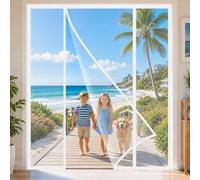 Mosquitera Puerta Corredera Doble Magnetica 230x275cm Instalación sin taladrar con cinta adhesiva de alta resistencia, lista en minutos para Solución elegante para separar ambientes Blanco