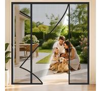 Mosquitera Puerta Corredera Doble Magnetica Negro 300x250cm Sin taladrar, sin herramientas, instalación en minutos para puertas dobles Permite la Entrada de Aire Fresco Constantemente
