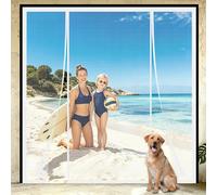 Mosquitera Puerta Doble Magnetic 330x290cm Apertura central ideal para puertas dobles y grandes accesos al patio para Diseñado cerramientos de cristal y balcones de gran formato Blanco