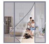 Mosquitera Puerta Doble Magnética 330x200cm Cierre magnético automático que sella la puerta al instante sin dejar huecos para Entradas de Gran Formato y Salidas al Jardín Gris