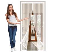 Mosquitera Puerta Magnetica 100 x 205 cm Contra Respirable, con Imanes Cortina Mosquitera Magnética Anti-Insectos, Resistente, Fácil Instalación para Garaje O Patio, Blanco