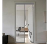 Mosquitera Puerta Magnetica 100 x 205 cm Junta Magnética de Arriba a Abajo, sin Taladrar, Transpirables, Resistente Al Viento Mosquitera Reversible para Puerta Corredera, Gris