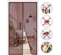 Mosquitera Puerta Magnetica,100x205cm (39.37x80.7in) Adsorción Magnética Anti Mosquito Insecto Mosquitera, Cortina de Malla Evita el Paso de Insectos,Para Dejar Pasar el Aire -Marrón-a
