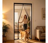 Mosquitera Puerta Magnética 101 x 215 cm Varios Tallas, Cierre Automático, Fácil de Instalar Cortina para Puerta Tiras PVC para Puertas de Salón Balcón Corredor, Negro