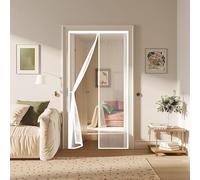 Mosquitera Puerta Magnetica 103 x 195 cm Protección Insectos, Resistente a La Rotura Cortina Contra Mosquitos Fácil Instalación sin Taladrar para Dormitorio Sala de Puerta, Blanco