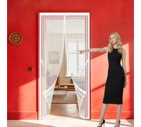 Mosquitera Puerta Magnetica 103 x 228 cm Se Cierra Automáticamente Mosquitera Cortina Puerta Magnetica Resistente a La Rotura para Del Balcón, Patio, Blanco