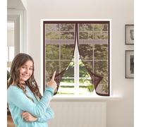 Mosquitera Puerta Magnetica 105 x 115 cm Cierre Magnético, sin Necesidad de Taladrar, Que Entre Aire Fresco Puerta de Malla Magnética para Dormitorio Sala de, Marrón