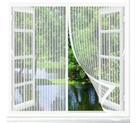 Mosquitera Puerta Magnetica 105 x 115 cm Imanes Más Fuertes, Protección Contra Insectos, sin Taladrar Cortina Mosquitera para Puerta para Dormitorio Sala de, Blanco