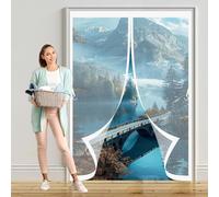 Mosquitera Puerta Magnetica 105 x 155 cm Protección Contra Insectos, Malla Fina, Mantiene El Aire Fresco, Cortinas Antimosquitos para Puerta Corredera, de Salón, Blanco