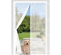 Mosquitera Puerta Magnetica 105 x 215 cm Cierre Automático con Imanes y Pesos, Taladrar Fácil de Instalar Mantiene Mosquitera Magnetica para Puertas para Dormitorio, Blanco