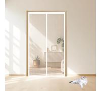 Mosquitera Puerta Magnetica 105 x 215 cm Cierre Automático con Imanes y Pesos, Taladrar Fácil de Instalar Mantiene Magnética Anti-Insectos Proteger a su Familia, Blanco